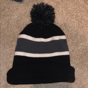 Black gray and white beanie